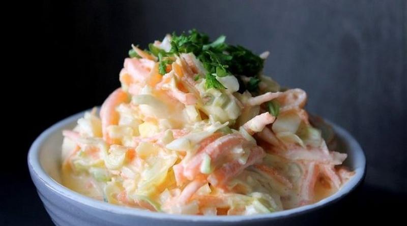 Salaatti kaalilla ja majoneesilla - resepti Kuinka valmistaa tuorekaalisalaatti majoneesilla, vaiheittainen resepti valokuvilla